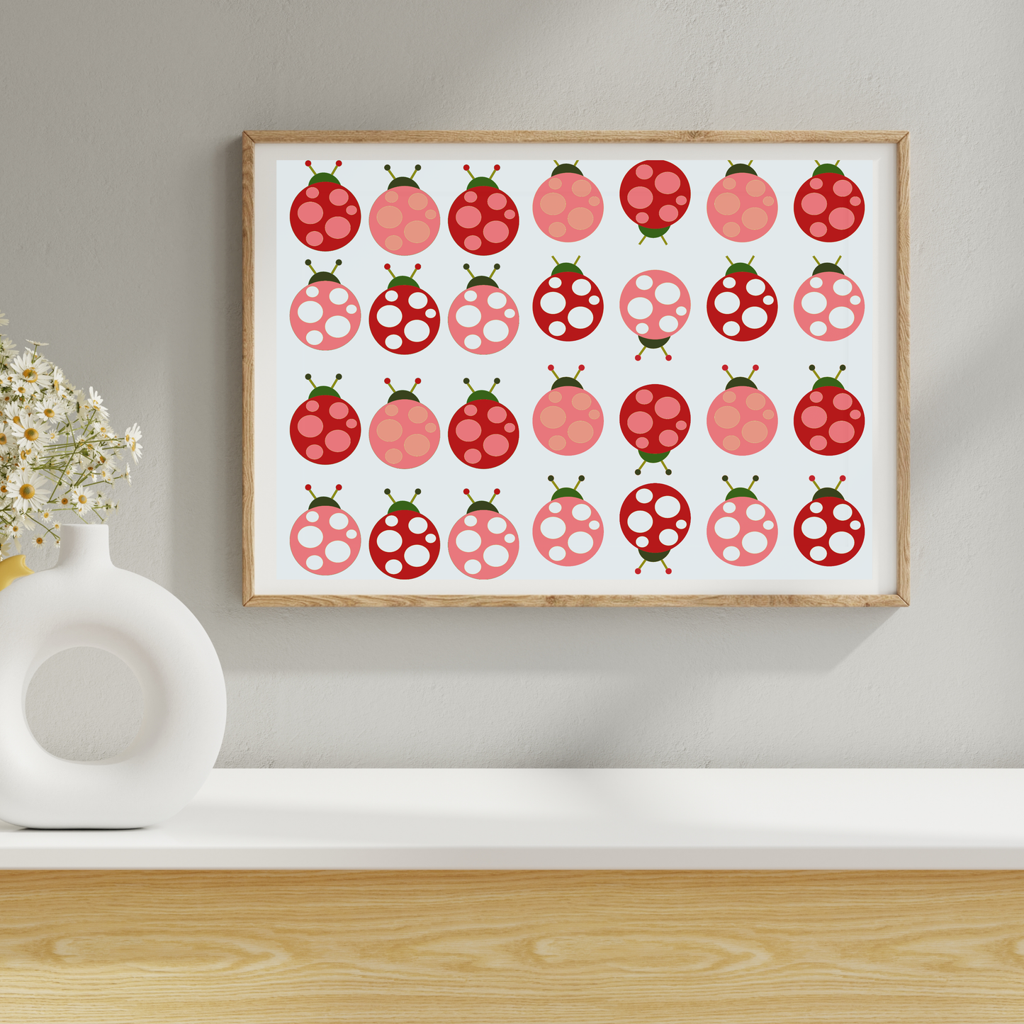 Strawberry Ladybugs Giclée Wall Art Print